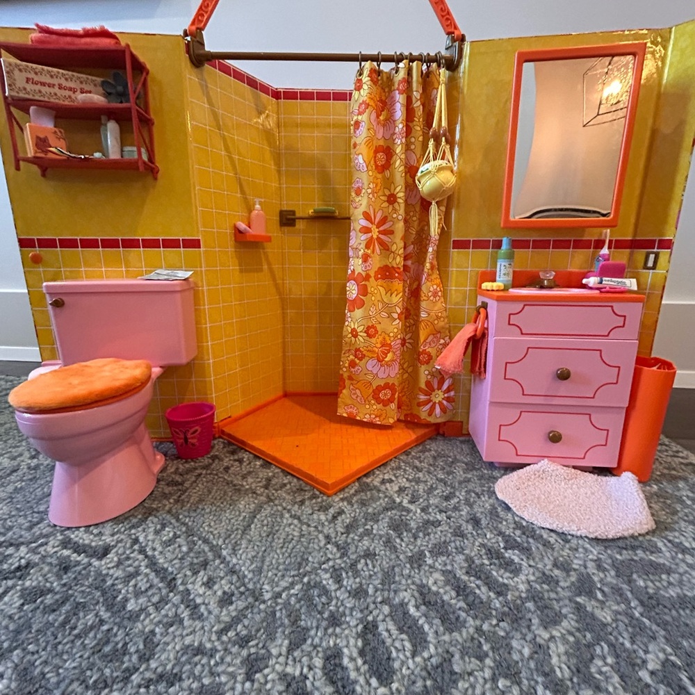 American girl doll bathroom play set
